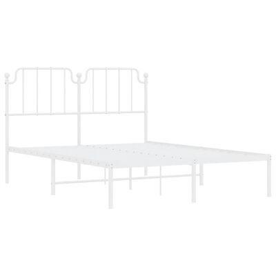 vidaXL Metal Bed Frame without Mattress with Headboard White 140x200 cm