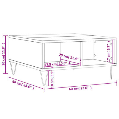 vidaXL Coffee Table White 60x60x30 cm Engineered Wood