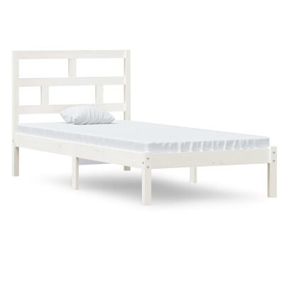 vidaXL Bed Frame without Mattress White Single Solid Wood