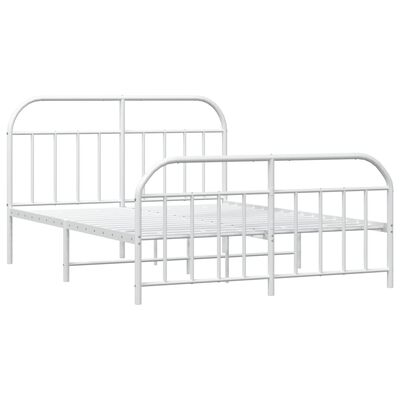 vidaXL Metal Bed Frame without Mattress with Footboard White 150x200 cm King Size