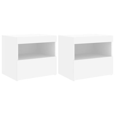 vidaXL Bedside Cabinets with LED Lights 2 pcs White 50x40x45 cm