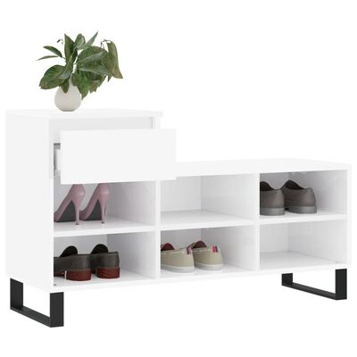 vidaXL Shoe Cabinet High Gloss White 102x36x60 cm Engineered Wood