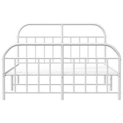 vidaXL Metal Bed Frame without Mattress with Footboard White 180x200 cm Super King