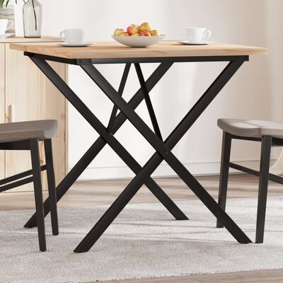 vidaXL Dining Table X-Frame 90x90x75.5 cm Solid Wood Pine and Cast Iron