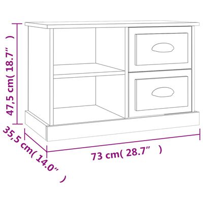 vidaXL TV Cabinet High Gloss White 73x35.5x47.5 cm Engineered Wood