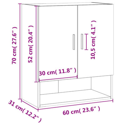 vidaXL Wall Cabinet White 60x31x70 cm Engineered Wood