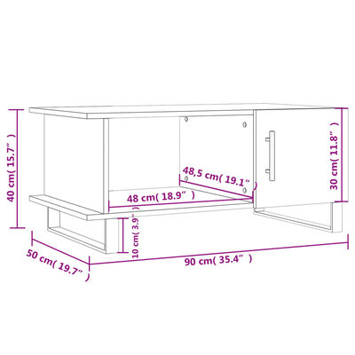 vidaXL Coffee Table High Gloss White 90x50x40 cm Engineered Wood