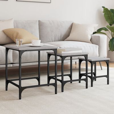 vidaXL Nesting Coffee Tables 3 pcs Grey Sonoma Engineered Wood