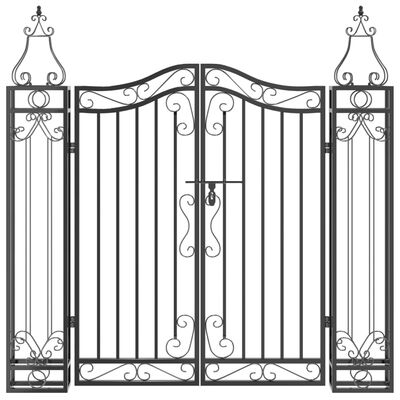 vidaXL Garden Gate Black 121x8x120 cm Wrought Iron