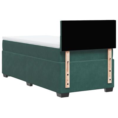 vidaXL Box Spring Bed with Mattress Dark Green 100x200 cm Velvet