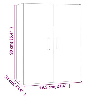 vidaXL Hanging Wall Cabinet Concrete Grey 69.5x34x90 cm