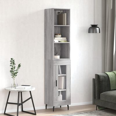 vidaXL Highboard Grey Sonoma 34.5x34x180 cm Engineered Wood