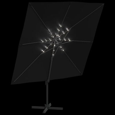 vidaXL LED Cantilever Garden Parasol Black 400x300 cm