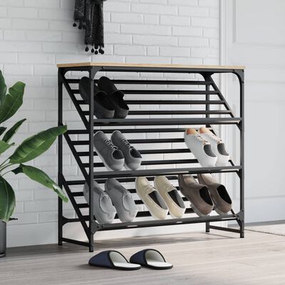 vidaXL Shoe Rack Sonoma Oak 90x30x85 cm Engineered Wood