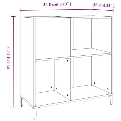 vidaXL Record Cabinet Black 84.5x38x89 cm Engineered Wood