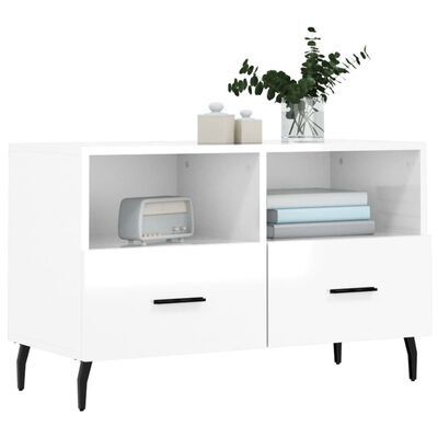 vidaXL TV Cabinet High Gloss White 80x36x50 cm Engineered Wood