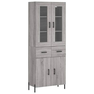 vidaXL Highboard Grey Sonoma 69.5x34x180 cm Engineered Wood