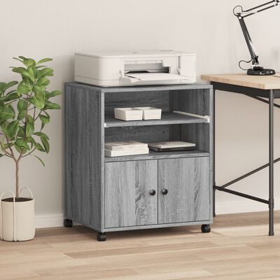 vidaXL Printer Stand with Wheels Grey Sonoma 60x48x74 cm