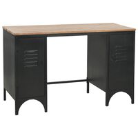 vidaXL Double Pedestal Desk Solid Firwood and Steel 120x50x76 cm