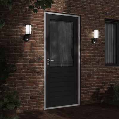 vidaXL Outdoor Wall Light with Sensor Black Stainless Steel