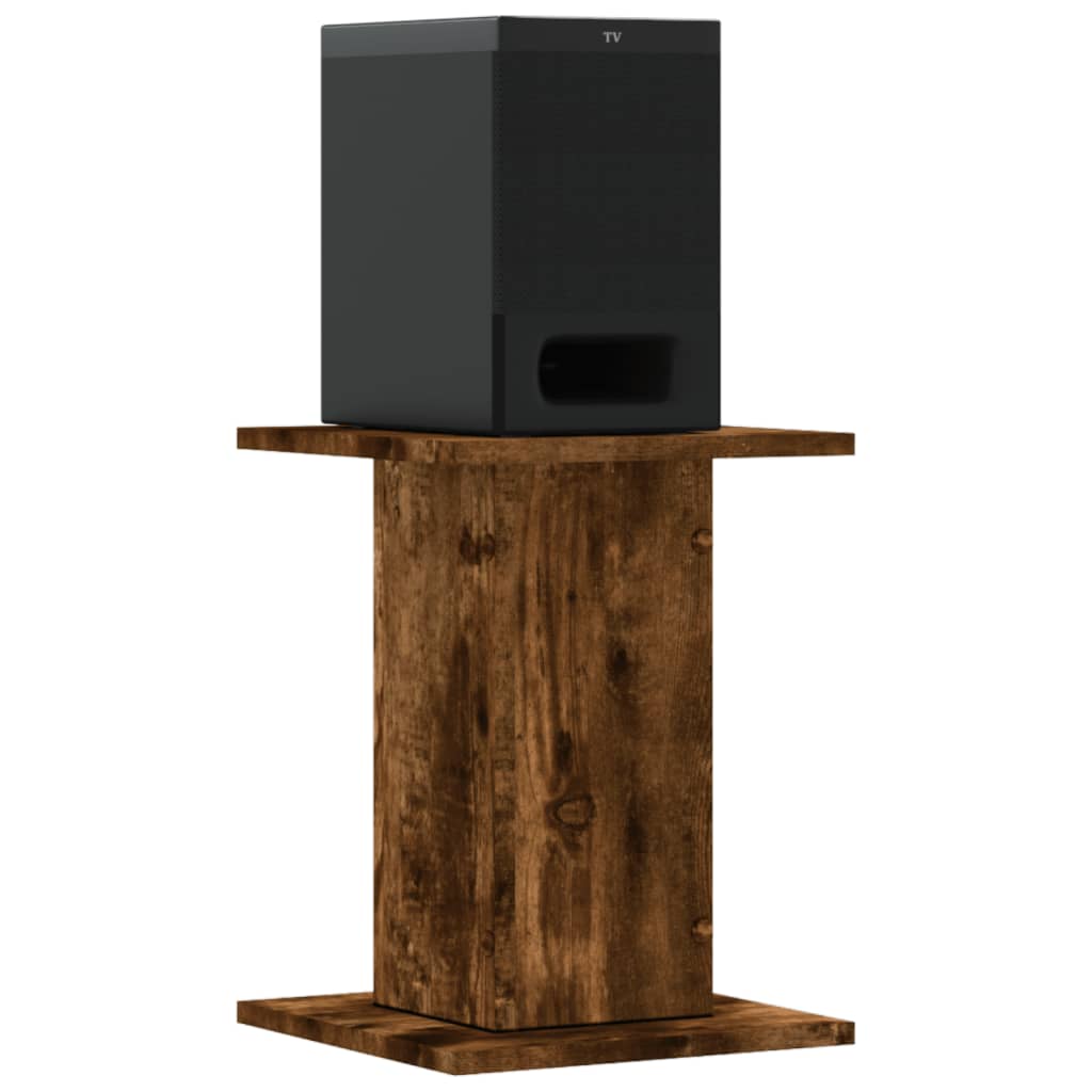 vidaXL Speaker Stands 2 pcs Smoked Oak 30x30x40 cm Engineered Wood