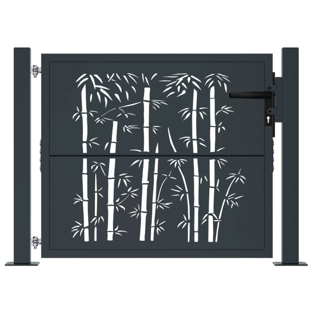 vidaXL Garden Gate Anthracite 105x105 cm Steel Bamboo Design