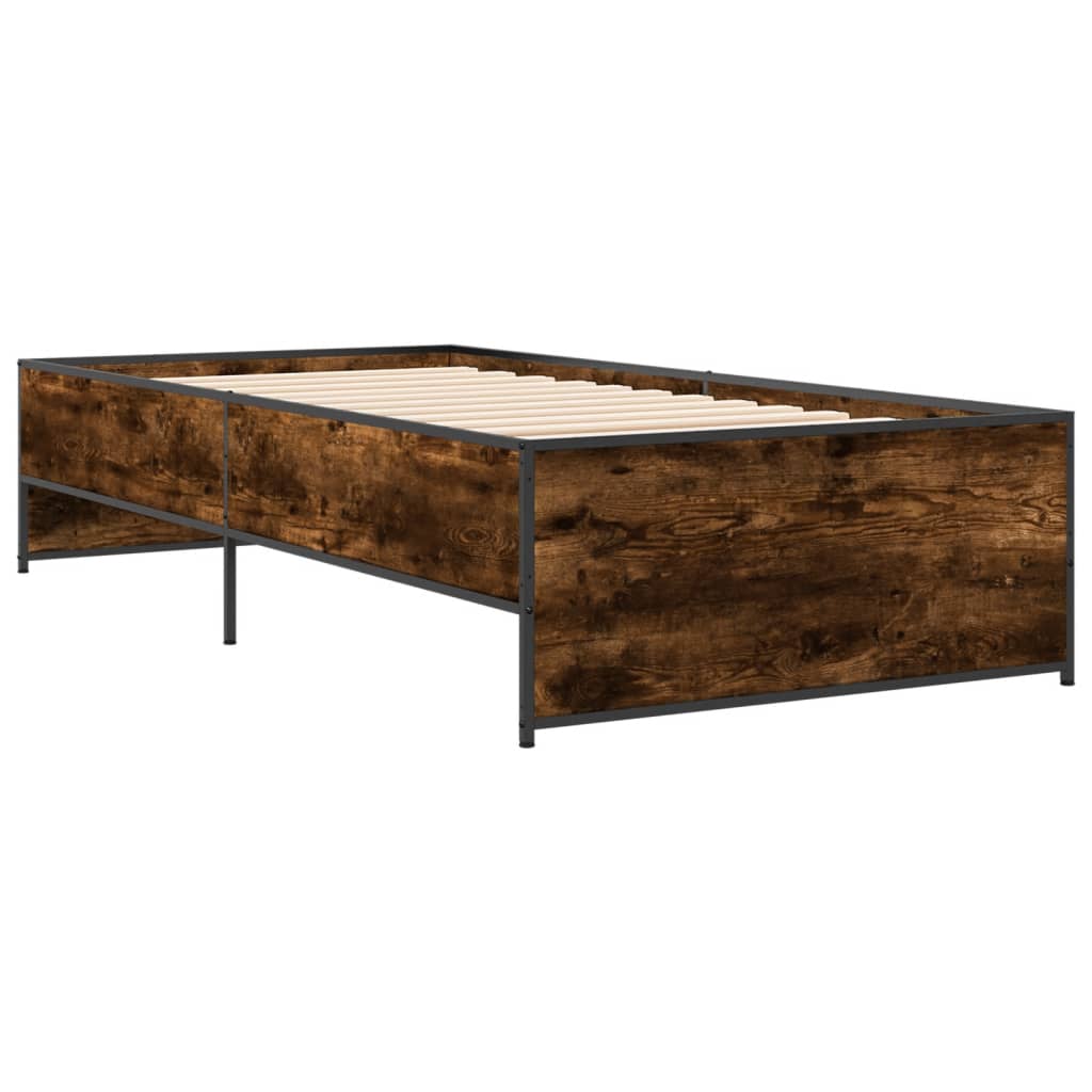 vidaXL Bed Frame without Mattress Smoked Oak 100x200 cm