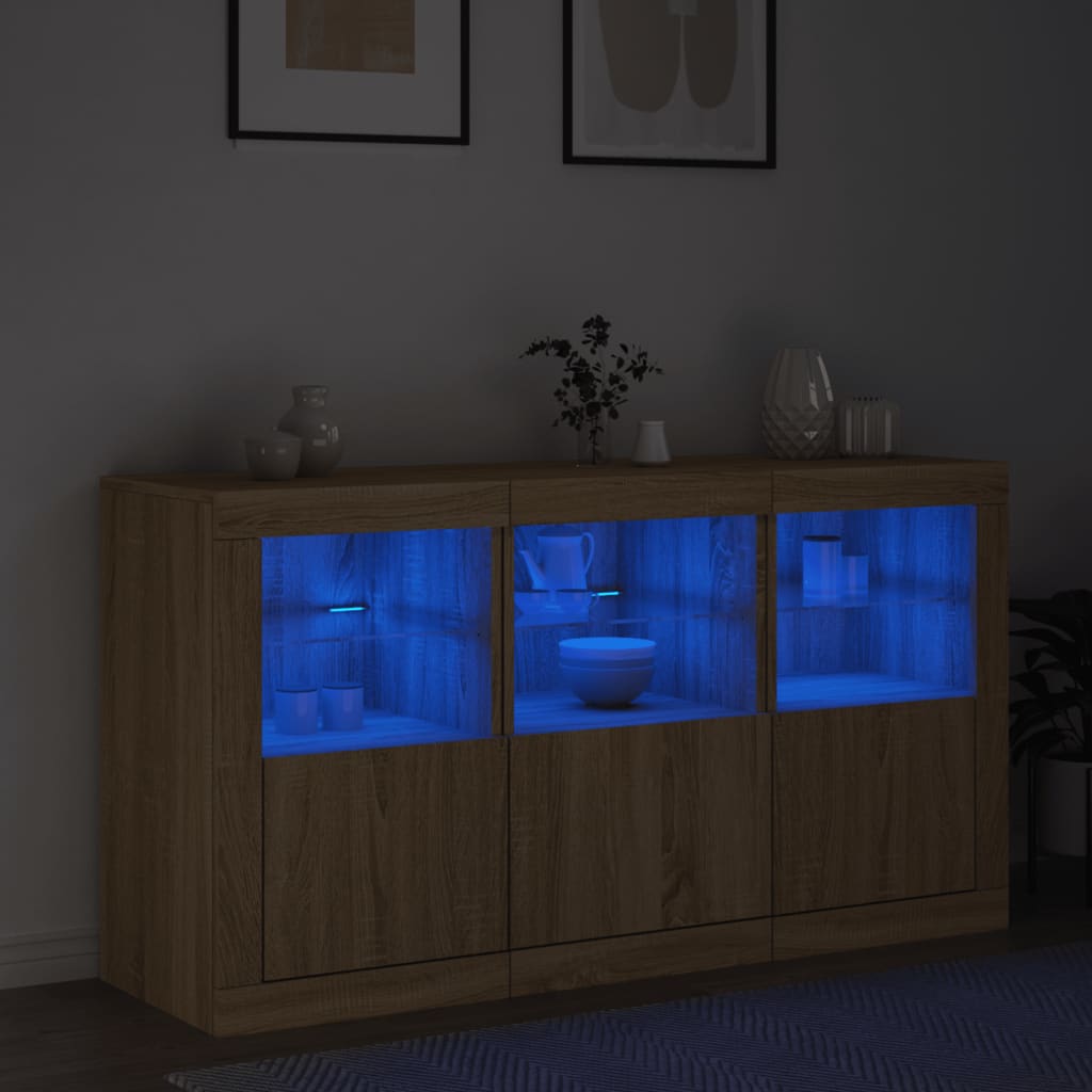 vidaXL Sideboard with LED Lights Sonoma Oak 123x37x67 cm