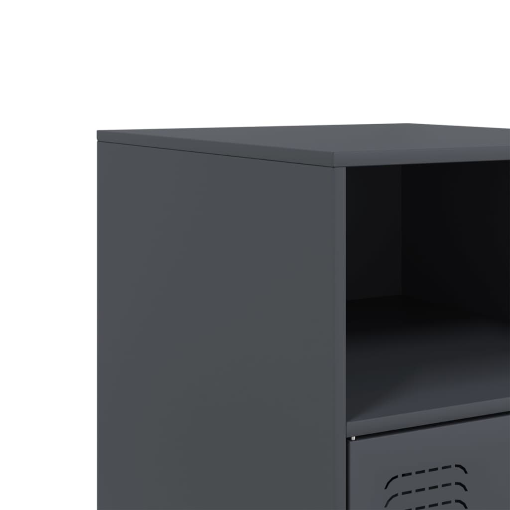 vidaXL Bedside Cabinets 2pcs Anthracite 34.5x39x62 cm Steel
