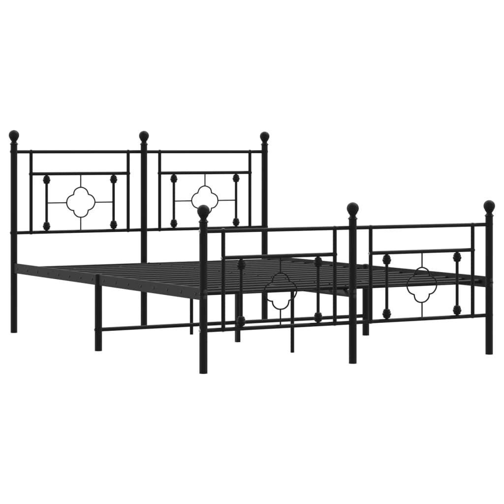 vidaXL Metal Bed Frame without Mattress with Footboard Black 140x200 cm