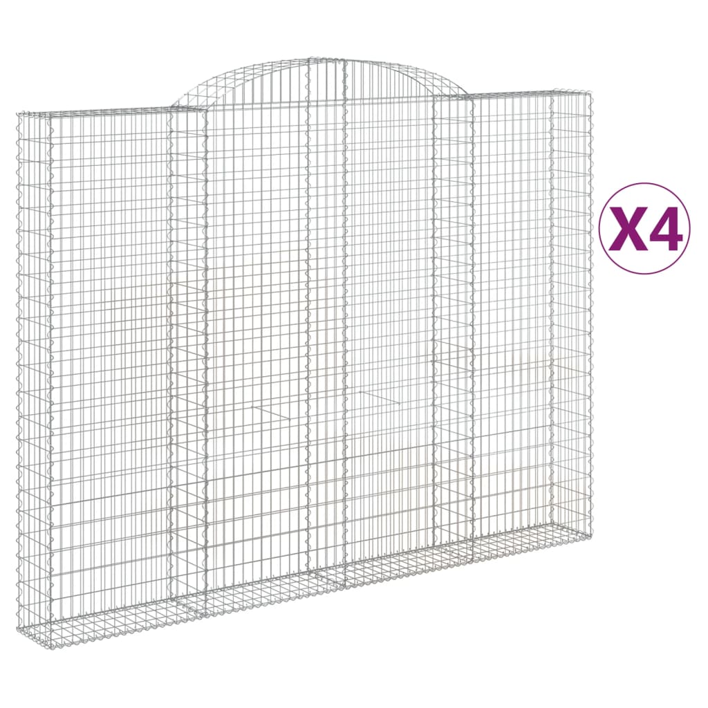 vidaXL Arched Gabion Baskets 4 pcs 300x30x220/240 cm Galvanised Iron