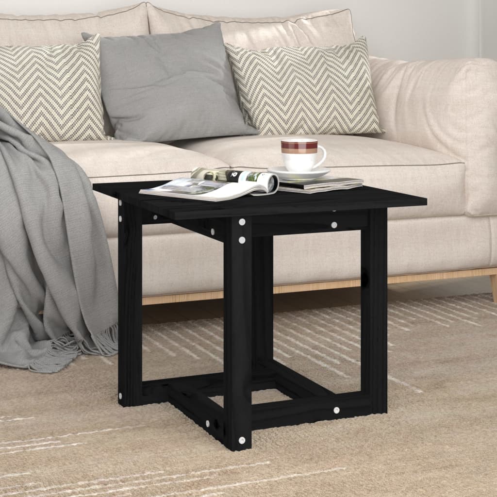 vidaXL Coffee Table Black 50x50x45 cm Solid Wood Pine