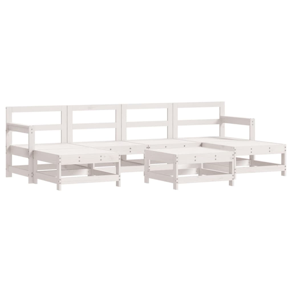 vidaXL 7 Piece Garden Lounge Set White Solid Wood Pine