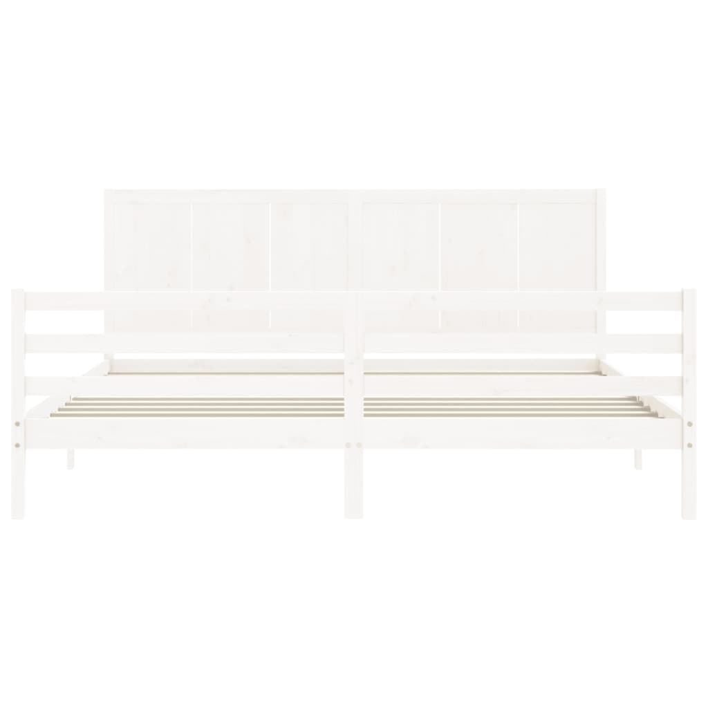 vidaXL Bed Frame without Mattress White Super King Size Solid Wood