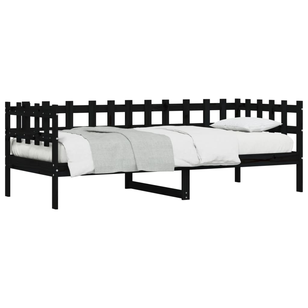 vidaXL Day Bed without Mattress Black 90x190 cm Single Solid Wood Pine