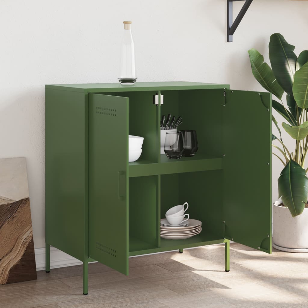 vidaXL Sideboard Olive Green 68x39x79 cm Steel