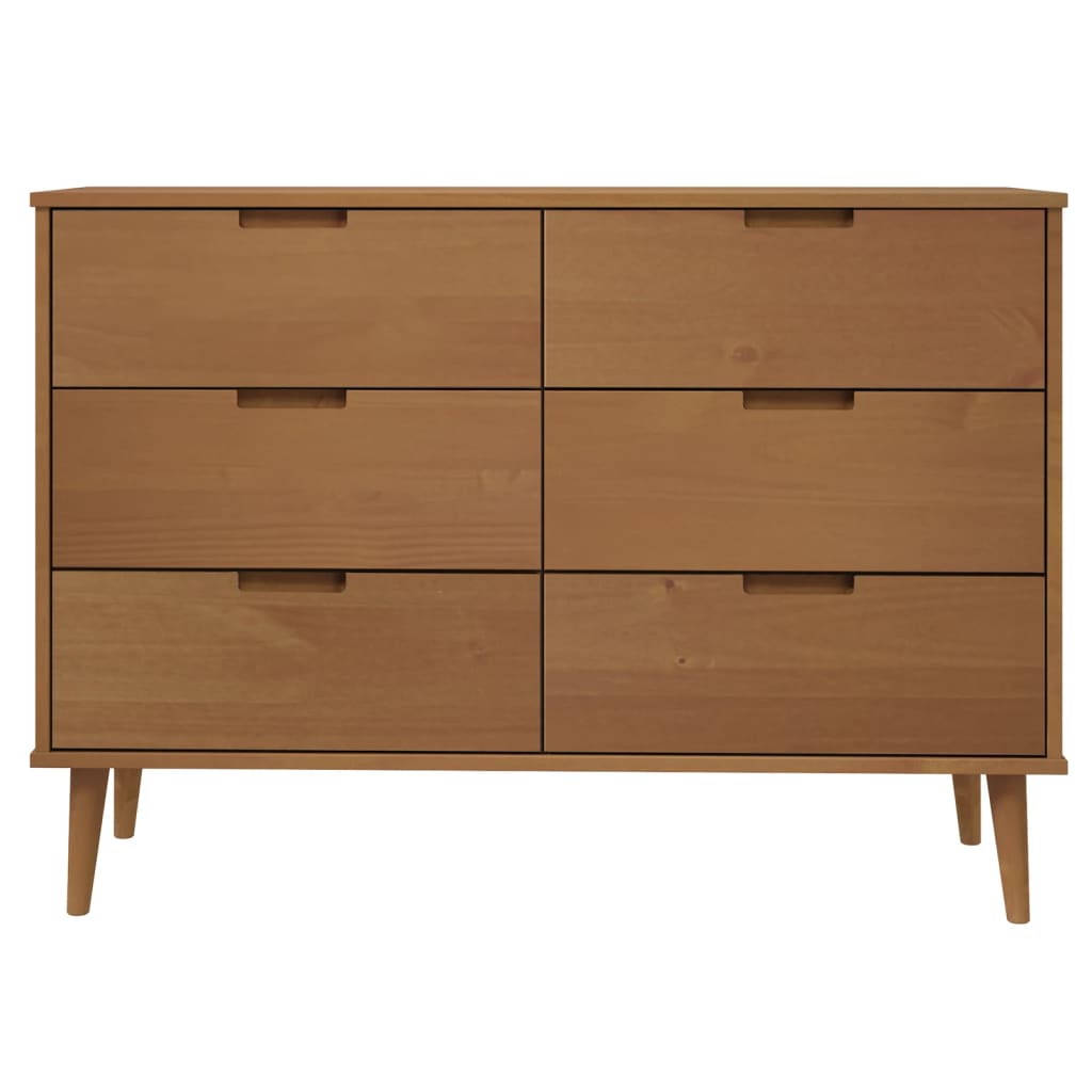 vidaXL Drawer Cabinet MOLDE Brown 113x40x80 cm Solid Wood Pine