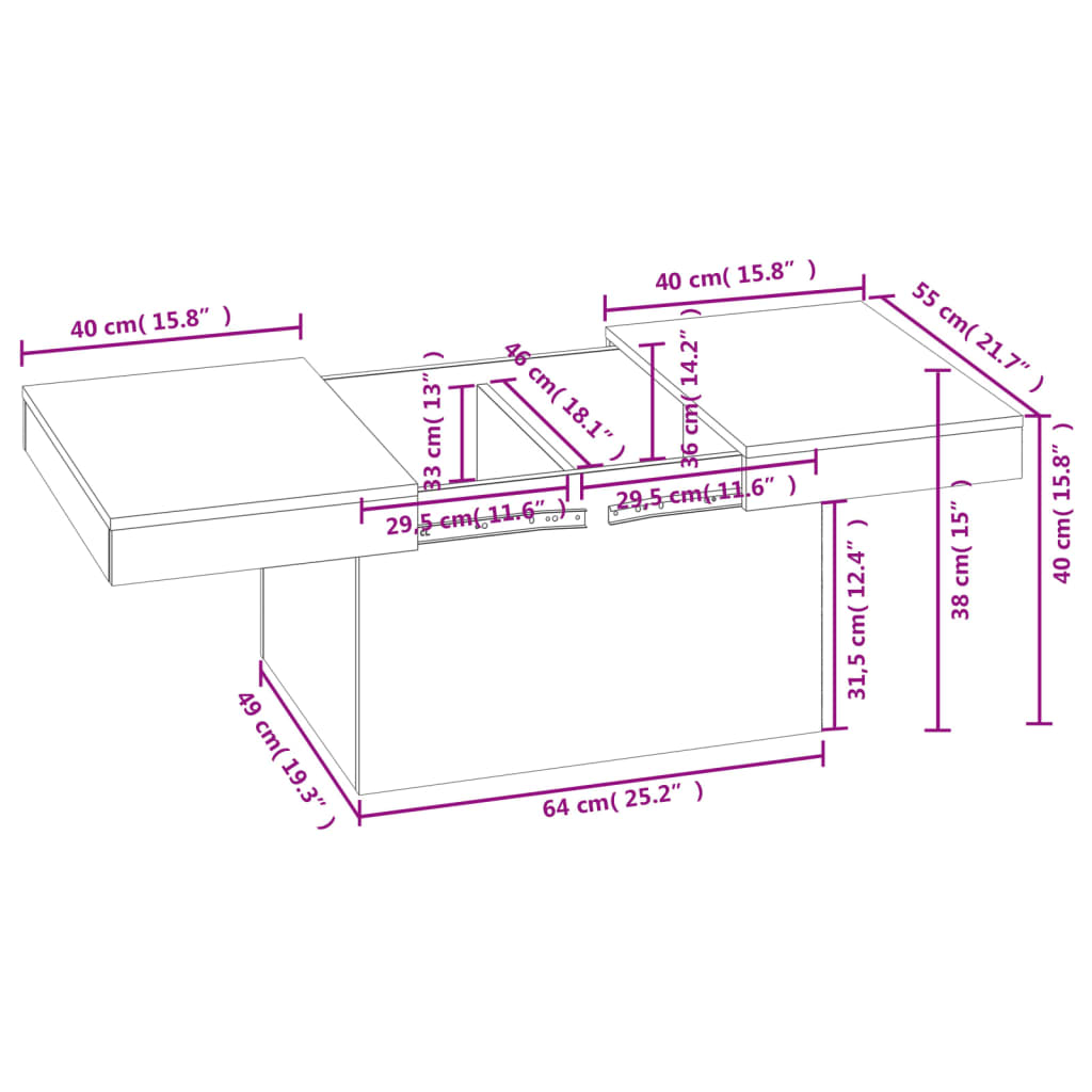 vidaXL Coffee Table Grey Sonoma 80x55x40 cm Engineered Wood