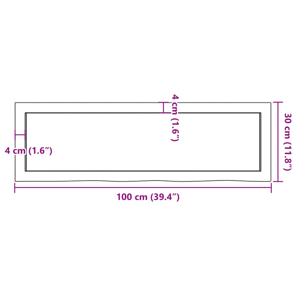 vidaXL Bathroom Countertop 100x30x(2-6) cm Untreated Solid Wood