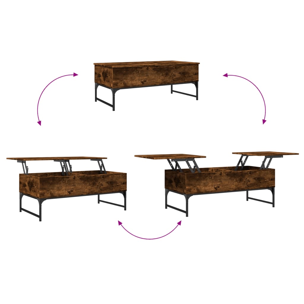 vidaXL Coffee Table Smoked Oak 100x50x40 cm Engineered Wood and Metal