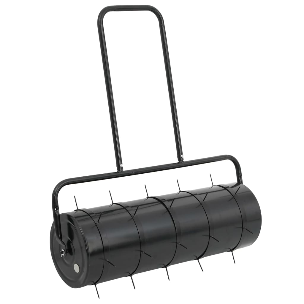 vidaXL Garden Lawn Roller with Aerator Clamps Black 63 L Iron and Steel