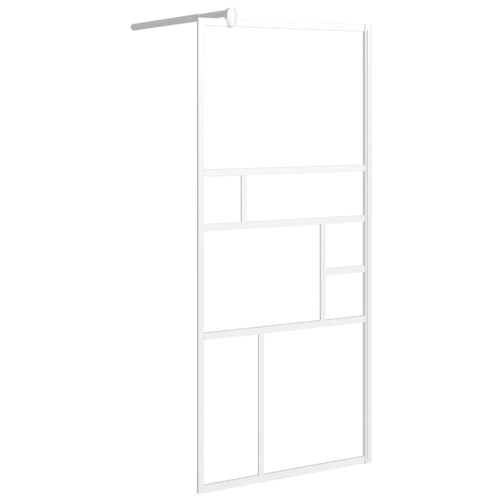 vidaXL Walk-in Shower Wall with Shelf White 90x195 cm ESG Glass&Aluminium