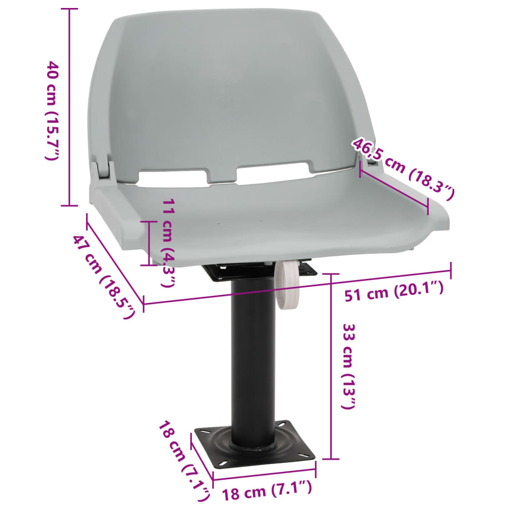 vidaXL Boat Seat with Pedestal 360° Rotatable