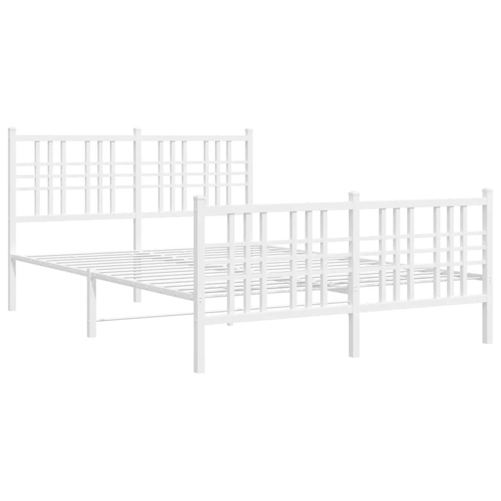 vidaXL Metal Bed Frame without Mattress with Footboard White 140x200 cm