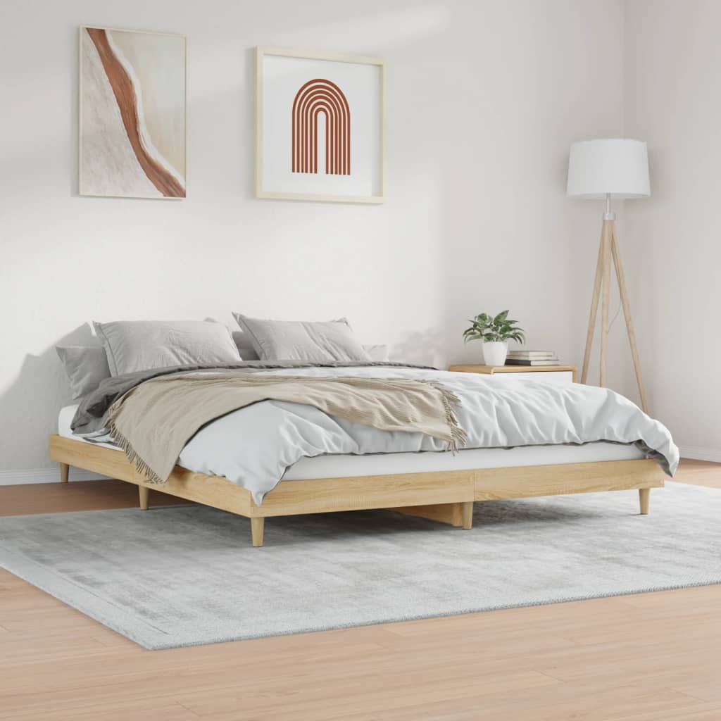 vidaXL Bed Frame without Mattress Sonoma Oak 140x200 cm Engineered Wood