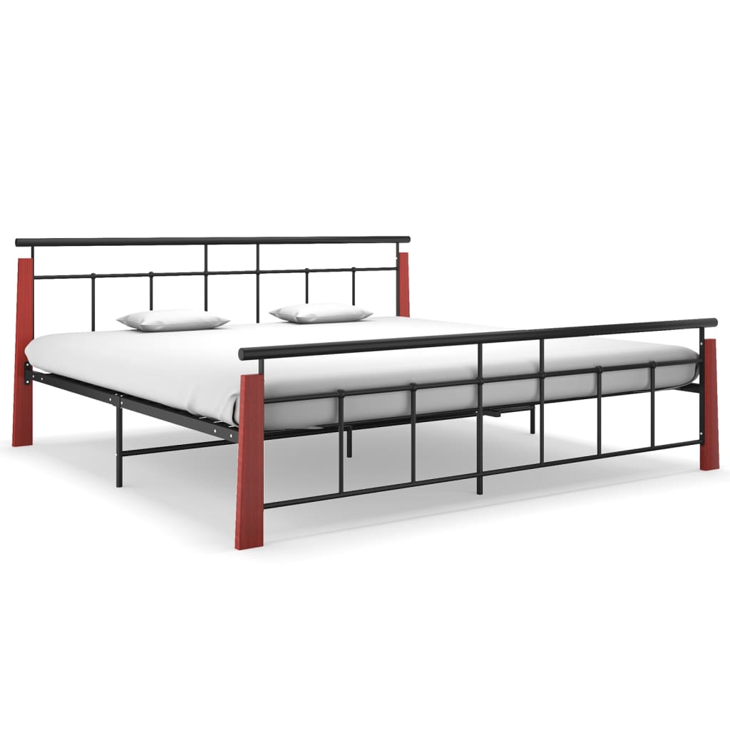 vidaXL Bed Frame without Mattress Metal and Solid Oak Wood 200x200 cm