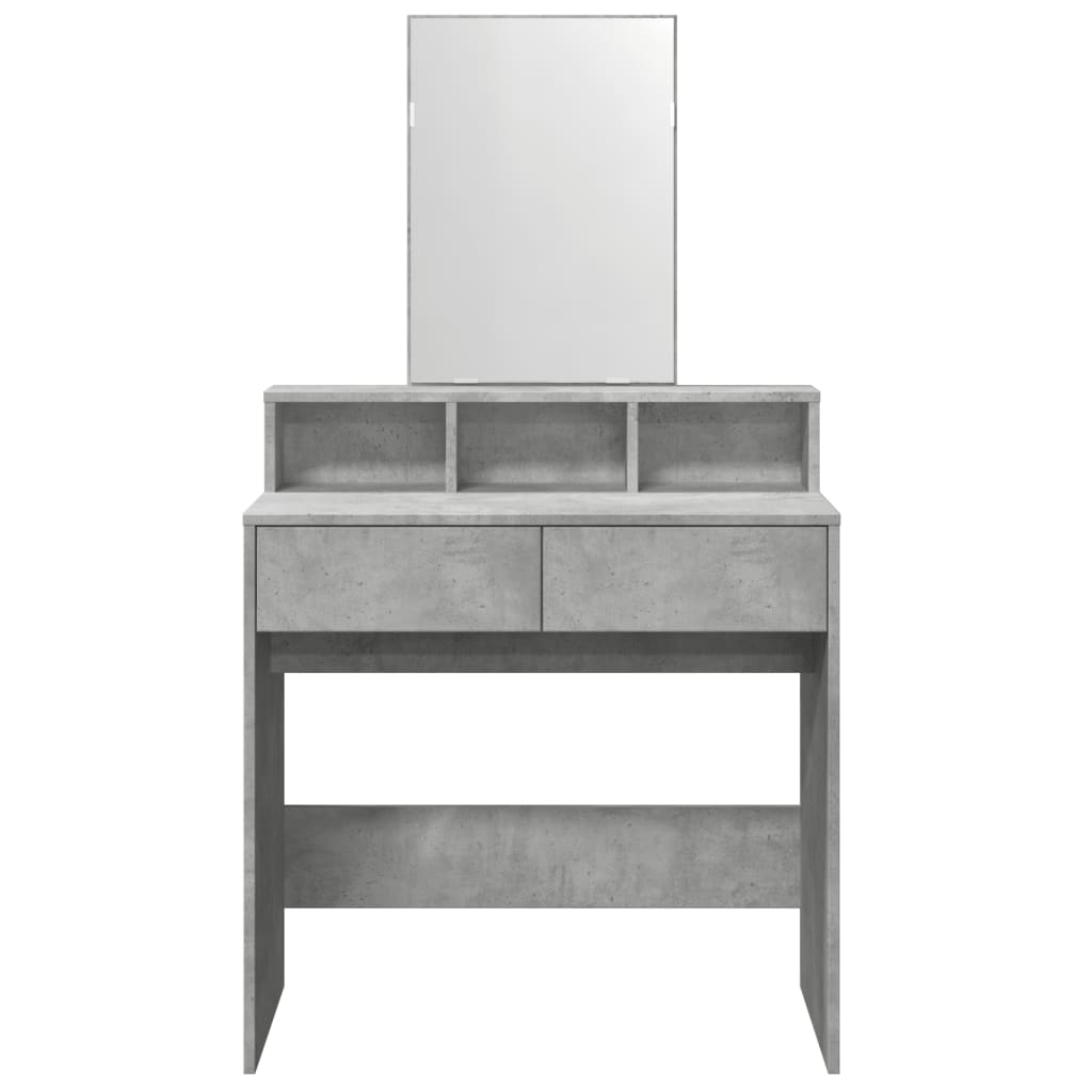 vidaXL Dressing Table with Mirror Concrete Grey 80x41x144.5 cm