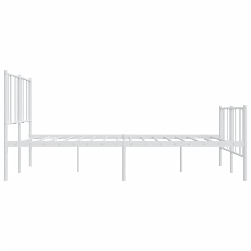 vidaXL Metal Bed Frame without Mattress with Footboard White 193x203 cm