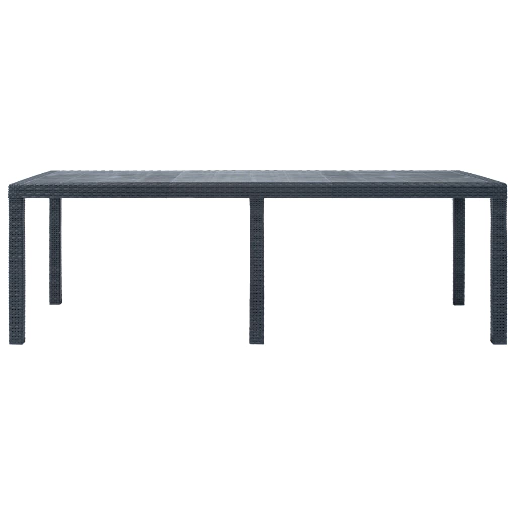 vidaXL Garden Table Anthracite 220x90x72 cm Plastic Rattan Look