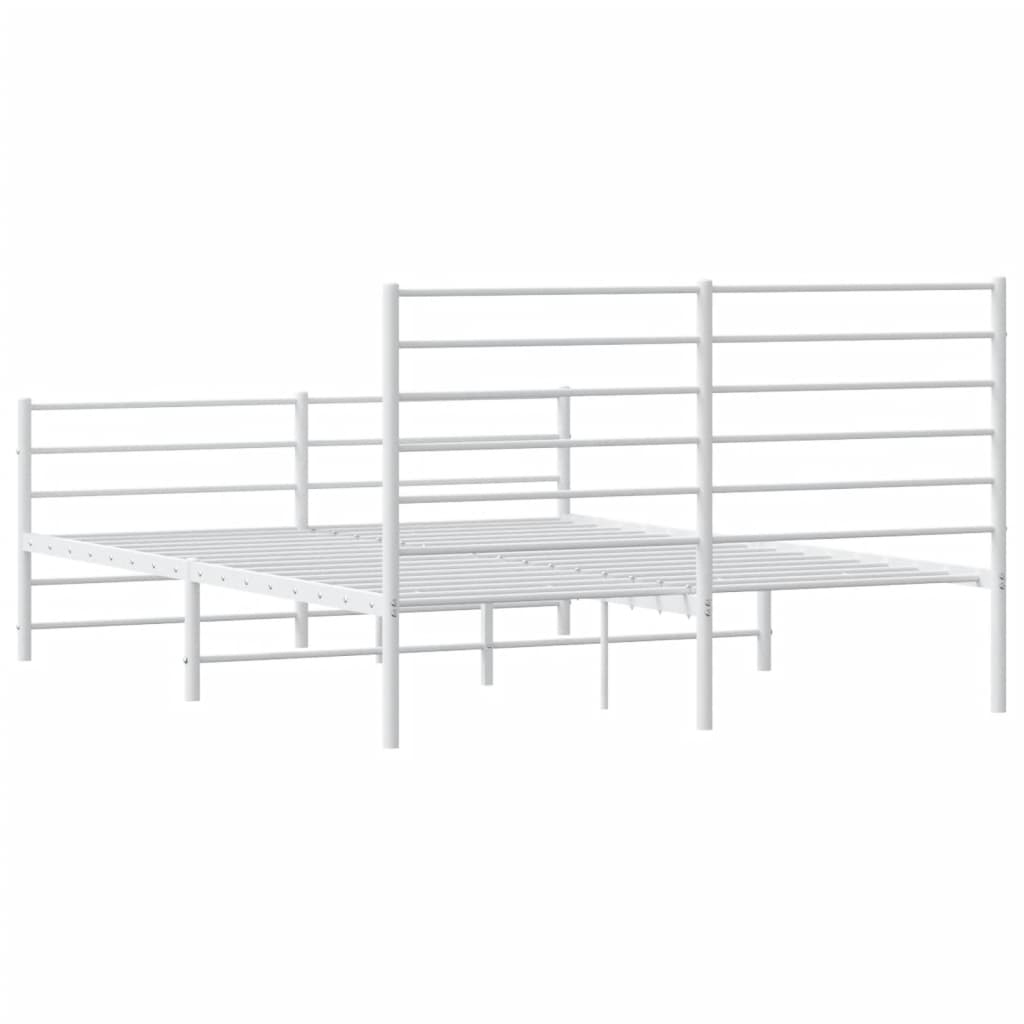 vidaXL Metal Bed Frame without Mattress with Footboard White 150x200 cm King Size